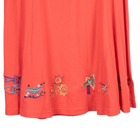 Eminent Sportswear Pink Coral Skirt L Womens Embroidery Elastic Waist Summer - Picture 3 of 7